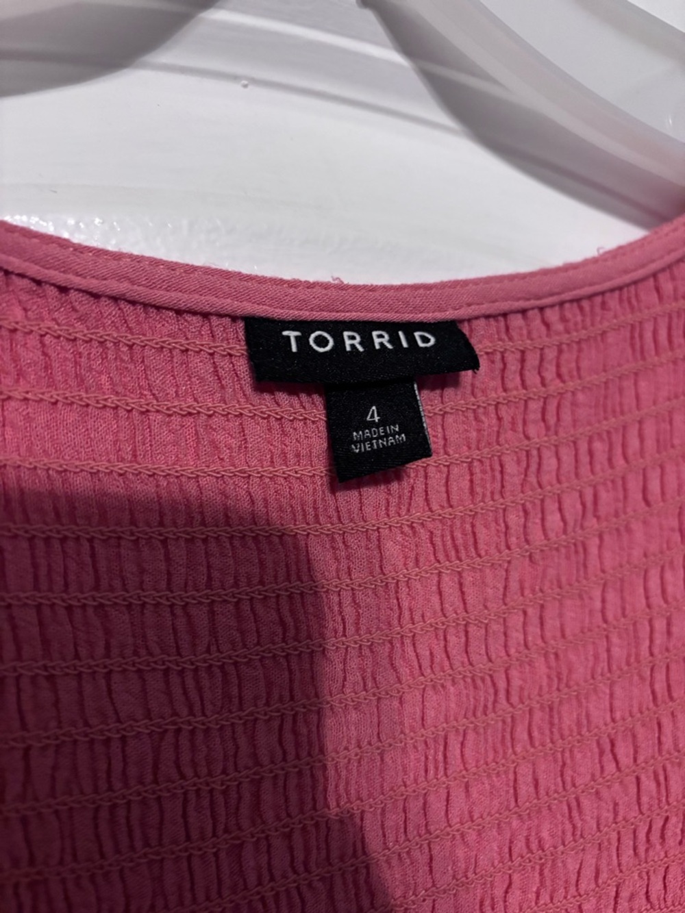 Torrid Smocked Babydoll Top Pink Boho Flowy Peplum Blouse Plus Size 4 - Picture 4 of 6